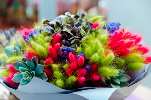 Flower deadwoods bouquets backgrounds of bright variety of colors, beautiful details in one bouquet. Selective focus