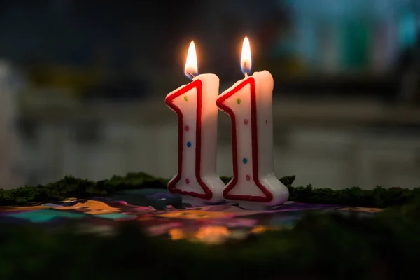 Velas Onze Bolo Aniversário — Fotografia de Stock