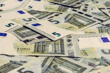 5 avroluk banknotlarla doku, Avro Avrupa para birimi.