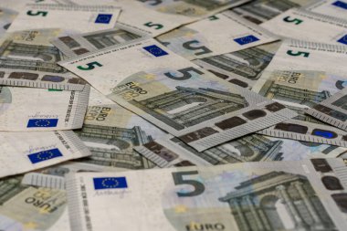 5 avroluk banknotlarla doku, Avro Avrupa para birimi.