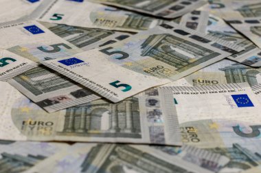 5 avroluk banknotlarla doku, Avro Avrupa para birimi.