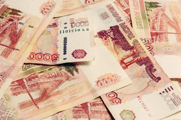 Текстура крупнейших российских банкнот 5000 рублей . — стоковое фото