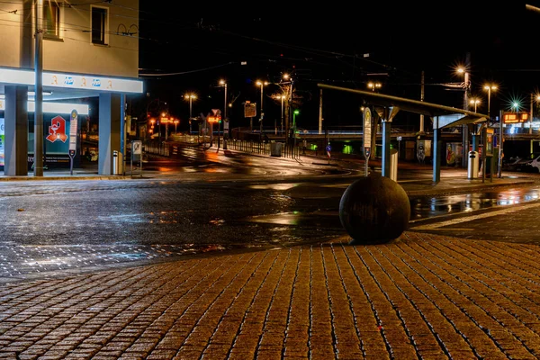 Mainz Alemania Enero 2020 Calles Nocturnas Cerca Estación Principal Mainz — Foto de Stock