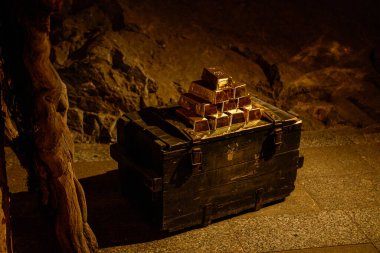 Walbrzych, Poland - January 29, 2020: Interior of Ksiaz Castle, cellar and coin chest.2020