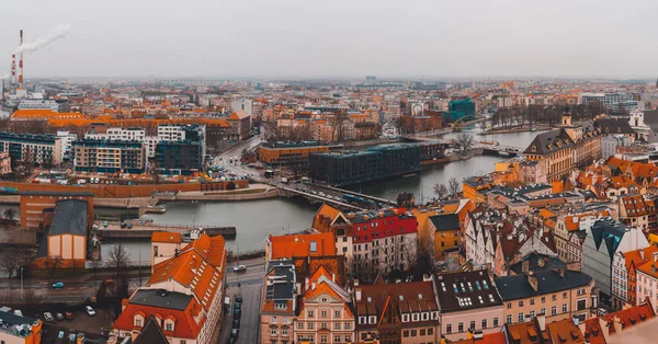 Eski Wroclaw Şehrinin Panoramaları Güzel Odra 2020 Nehri — Stok fotoğraf