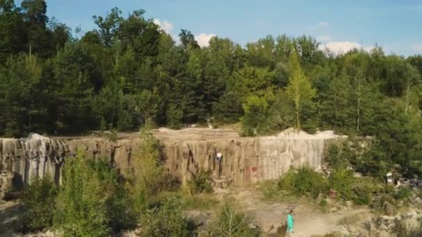 Basalt Pillars Ukraine September 2019 Picturesque Magical Basalt Pillars Rivne — Stock Video