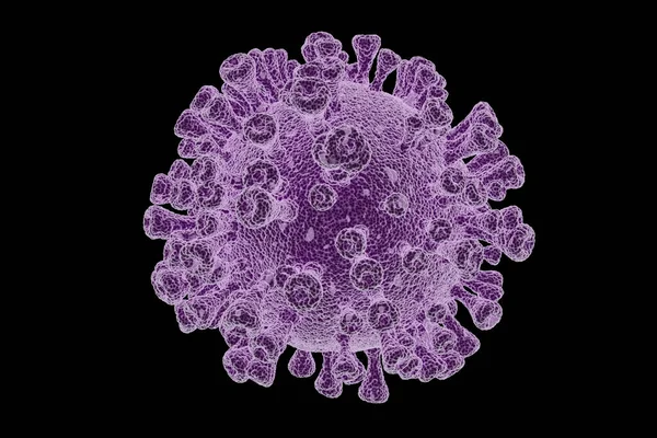 均一な背景のコロナウイルスに単離された有害な細胞ウイルスの明るいモデルCovid 2020 — ストック写真