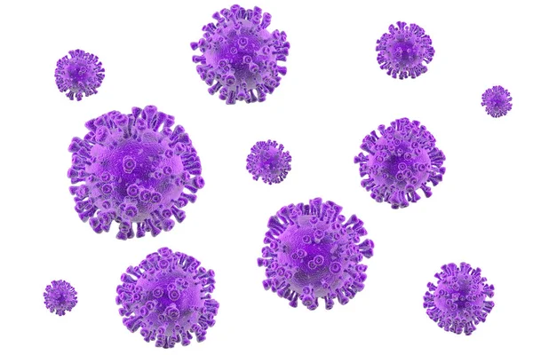 Maravilloso Conjunto Con Imagen Bacterias Aisladas Sobre Fondo Blanco Coronavirus — Foto de Stock