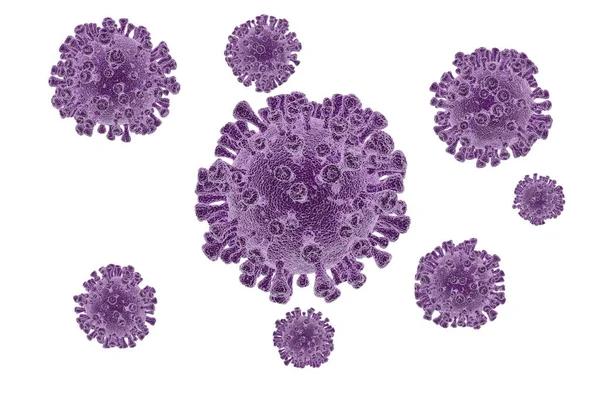 Beyaz Arka Plan Mor Koronavirüs 2020 Izole Edilmiş Bakteri Görüntüsüne — Stok fotoğraf