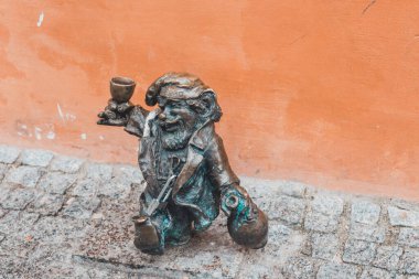 Wroclaw, Poland January 30, 2020: Dwarves in the center of the old city of Wroclaw.2020
