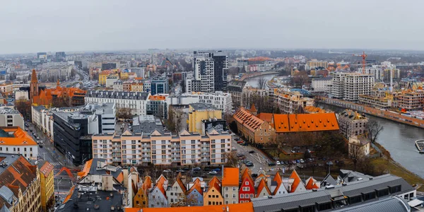 Panoramy Starego Miasta Wrocławia Malowniczej Rzeki Odra 2020 — Zdjęcie stockowe