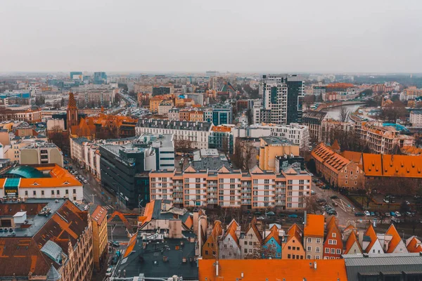 Giornata Delle Piogge Breslavia Panorama Della Città Vista Sul Fiume — Foto Stock