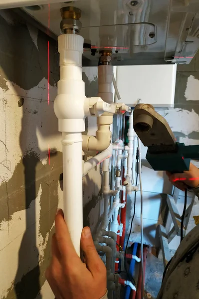 Two Circuit Domestic Water Heater Plumbing Connections 2020 — 스톡 사진