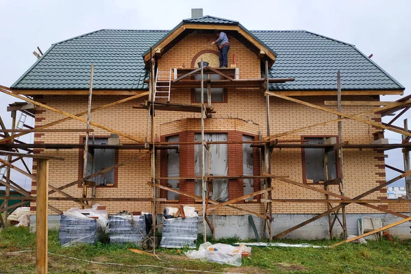 Casa Hecha Hormigón Espuma Aislada Con Lana Mineral Forrada Con —  Fotos de Stock