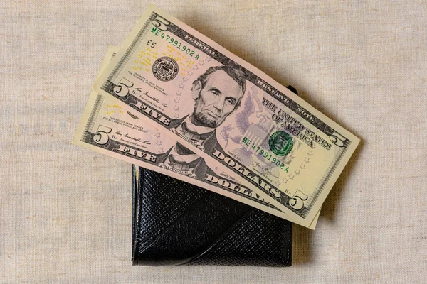 Dolarová Bankovka Velikosti Černé Peněženky 2020 — Stock fotografie
