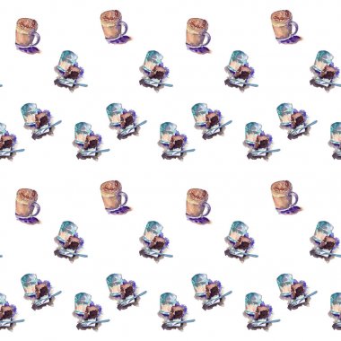 Dikişsiz desen kahve tatlılar Brownie kek