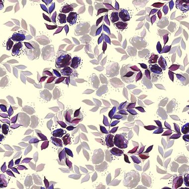 Sorunsuz suluboya çiçek deseni mor menekşe sarı