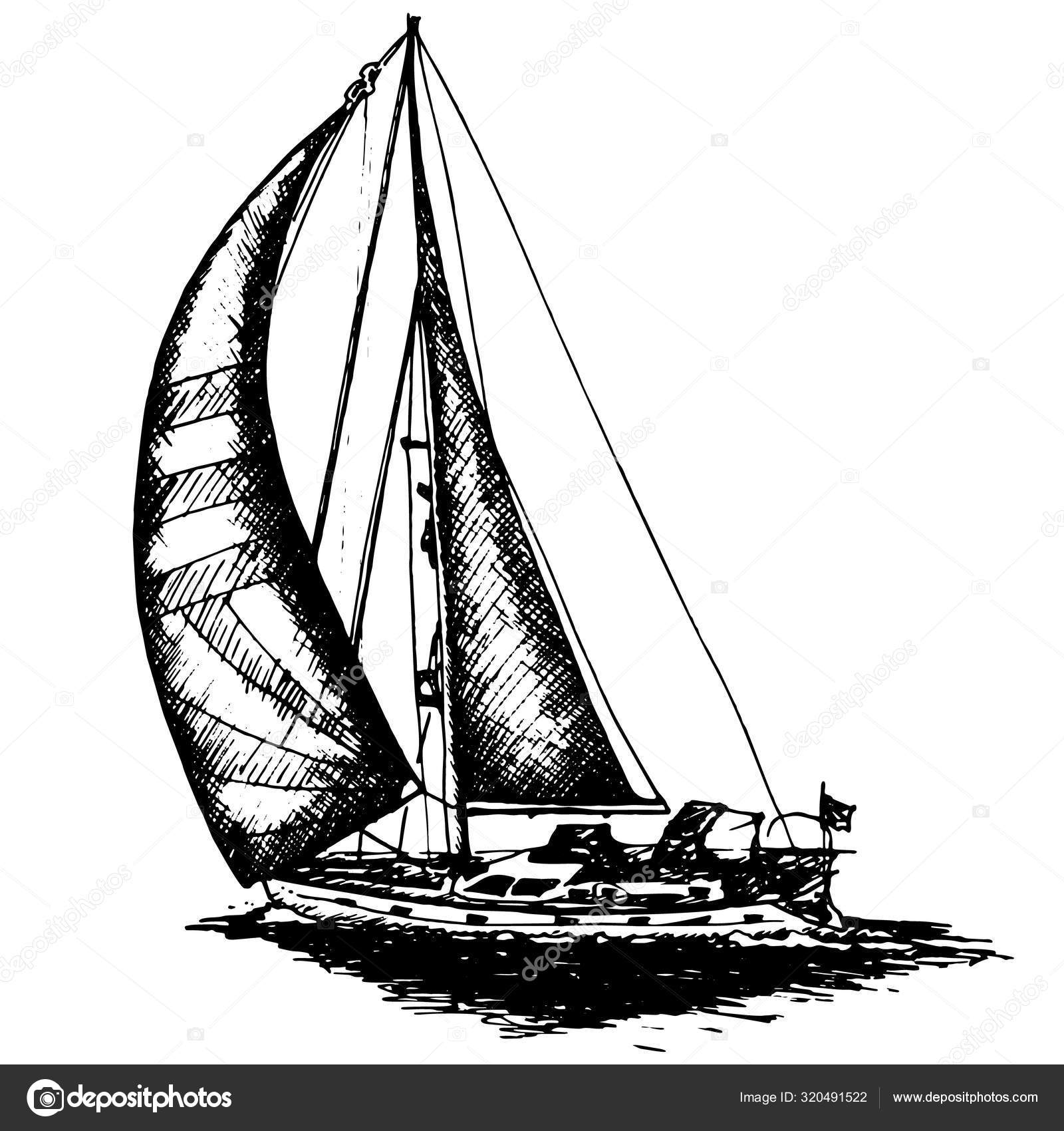 Sailboat Black And White Sketch