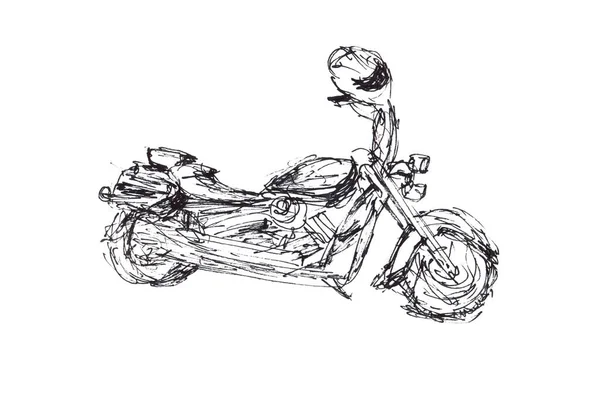 Cool moderní výkonná motocyklová helma - skica ručně kreslené ilustrační fólie černá — Stock fotografie