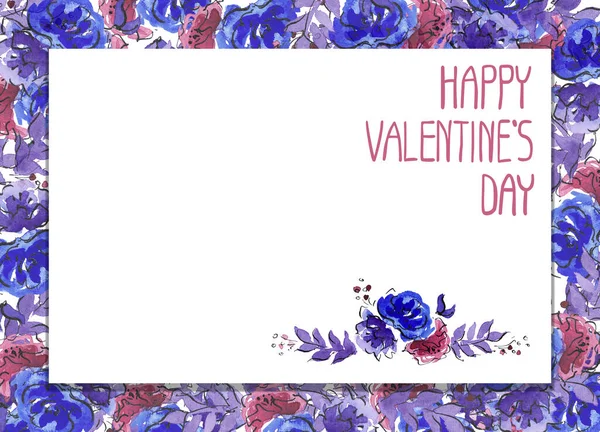 Happy Valentains Day: Hand writing illustrations for the winter holidays: cute lettering and flowers vignette - I love you, you are cute, be mine, isolated objects for a card, background or postcard — Stock Photo, Image