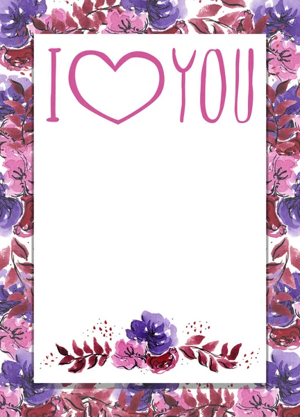 Happy Valentains Day: Hand writing illustrations for the winter holidays: cute lettering and flowers vignette - I love you, you are cute, be mine, isolated objects for a card, background or postcard — Stock Photo, Image