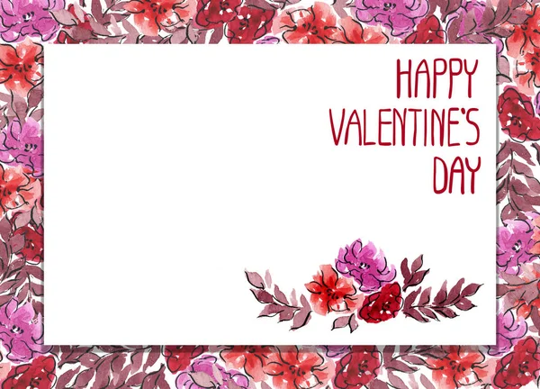 Happy Valentains Day: Hand writing illustrations for the winter holidays: cute lettering and flowers vignette - I love you, you are cute, be mine, isolated objects for a card, background or postcard — Stock Photo, Image