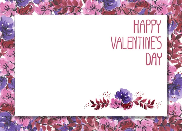 情人节快乐：为寒假写些手绘插图：可爱的信笺和鲜花- -我爱你，你很可爱，做我的，做一张卡片、背景或明信片的孤立物件吧 — 图库照片#