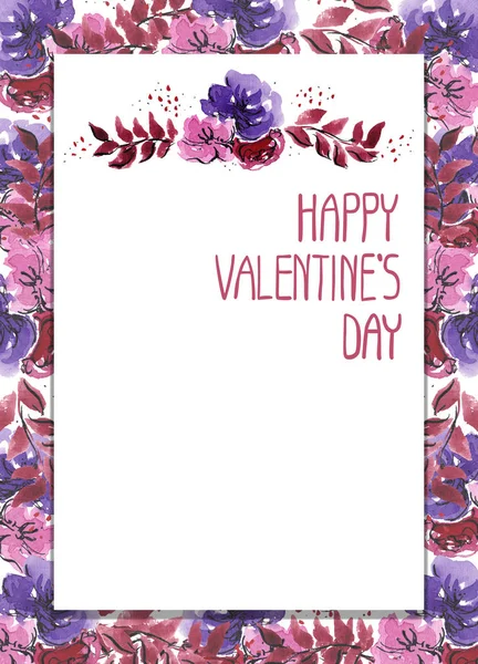 情人节快乐：为寒假写些手绘插图：可爱的信笺和鲜花- -我爱你，你很可爱，做我的，做一张卡片、背景或明信片的孤立物件吧 — 图库照片