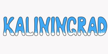 Kaliningrad şehri: dekorlu mavi harfli metin tasarımı - vektör illüstrasyon harfleri