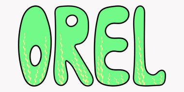 Orel şehir: dekorlu yeşil harfli metin tasarımı - vektör illüstrasyon harfleri