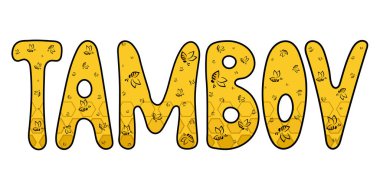 Tambov şehri: dekorlu sarı harfli metin tasarımı - vektör illüstrasyonu