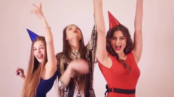 Les Filles Fête Dansent Trois Belles Filles Dansent Chantent Les — Video