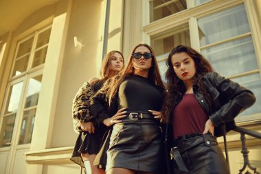 Çatı katında arka planda üç yaz kızı var. Güzel esmerler dışarıda eğleniyor. Kızlar dinlenmeye, otele, partiye gelirdi. Kız arkadaşlar birlikte dinleniyor. Şık kızlar, şık siyah elbiseler..