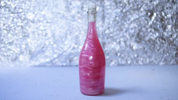 Champagne Sparkles Alcohol Pink Brilliant — Stock Video