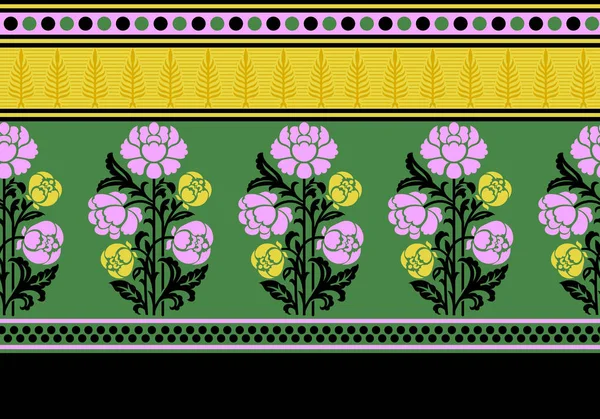 Sömlös textil blommor gränsen — Stockfoto