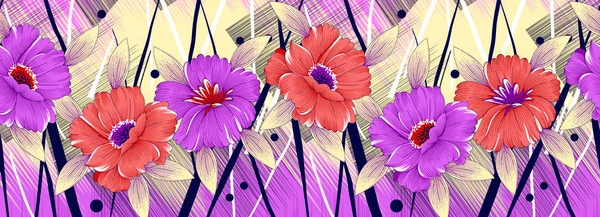 Borda floral sem costura — Fotografia de Stock