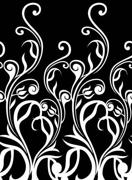 Seamless black and white floral border