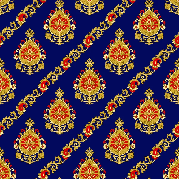 Seamless Traditional Indian Pattern Blue Background — Stock Photo, Image