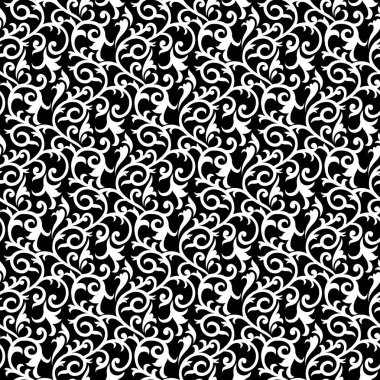 Dikişsiz siyah beyaz antik desen