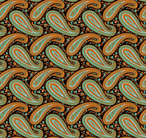 Seamless Paisley Pattern Black Background — Stock Photo, Image