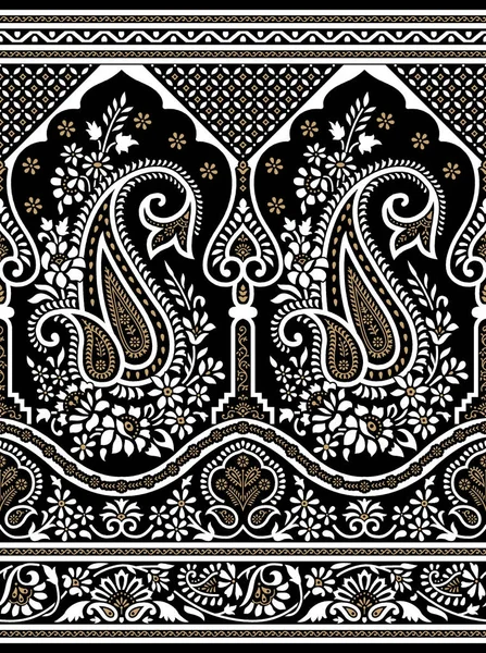 Seamless Indian Paisley Border — Stock Photo, Image