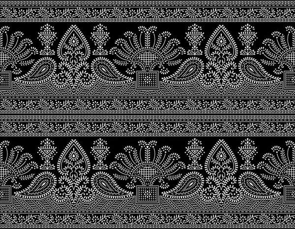 Απρόσκοπτη Παραδοσιακή Ινδική Σκούρο Περίγραμμα Paisley — Φωτογραφία Αρχείου
