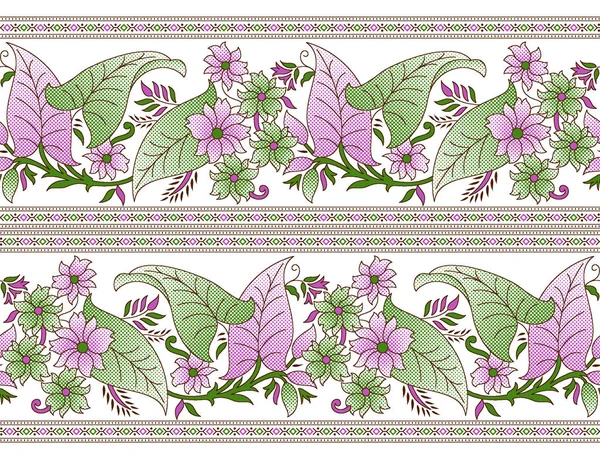 Seamless textile floral border