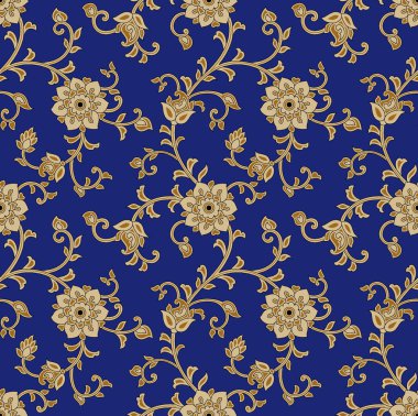 Sorunsuz geleneksel Hint çiçek desenli