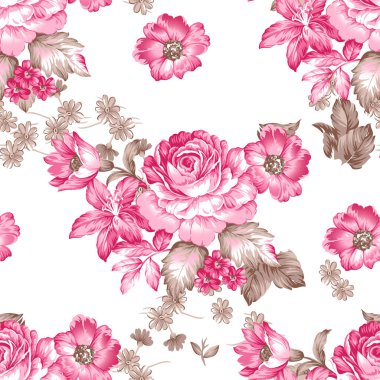 Beyaz arka planda kesintisiz gül çiçek deseni