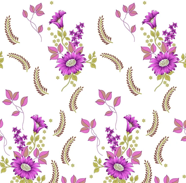 Borda Floral Têxtil Sem Costura — Fotografia de Stock