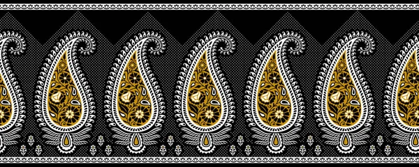 Nahtloses Paisley Border Design — Stockfoto