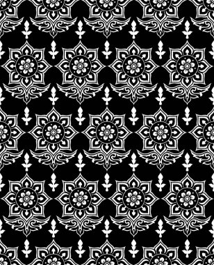 Seamless siyah beyaz geleneksel Hint modeli