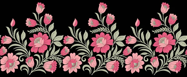 Borde Floral Textil Sin Costuras — Foto de Stock
