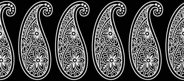 Seamless black and white paisley border